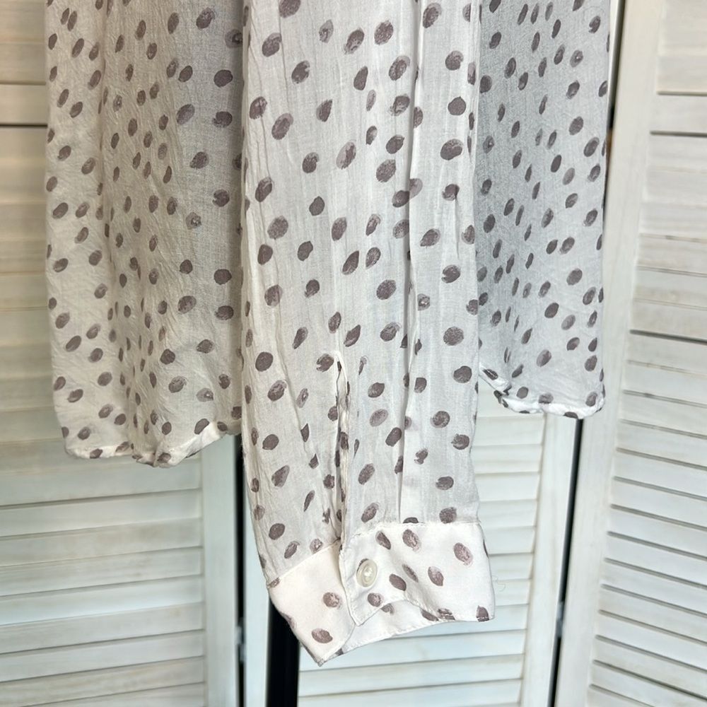 Anthropologie Cloth & Stone Semi Sheer Polka Dot Blouse Top Large - Picture 5 of 11